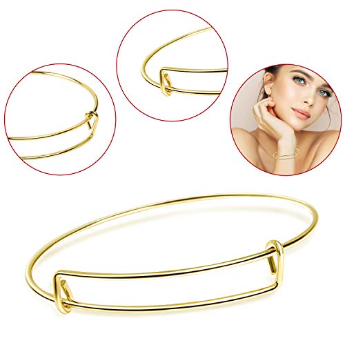 UPINS 60Pcs Gold Expandable Bangle Bracelets Adjustable Wire Blank Women Bracelets for DIY Jewelry Making - color: Gold