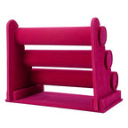 ChezMax Triple Tier Jewery Display Removable Bracelet Holder Jewelry Stand Necklace Stand Jewelry Towers and Watch Holder for Home Organization - color: B- Rose Red Velvet