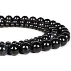 92Pcs Natural Crystal Beads Stone 4mm Black Stripe Onyx Agates Gemstone Round Loose Energy Healing Beads for Bracelet Necklace Earrings Jewelry Making - color: Black, size: 4MM