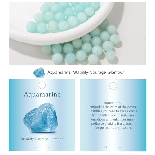 Vinswet 90pcs 4mm Aquamarine Natural Stone Beads Round Genuine Real Stone Beading Loose Gemstones DIY Smooth Bead for Bracelet Necklace Earrings Jewelry Making - color: Aquamarine, size: 4mm