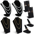 Geelin 8 Pcs Velvet Jewelry Display Stand Sets for Velvet Necklace Stands Ring Finger Holders Acrylic Earrings Holders