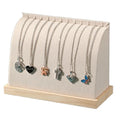 Cambered Necklace Display Stand with Flannelette Soft Mat Wood Jewelry Organizer Tabletop Display Holder for Necklaces, Choker Pendant (Beige) - color: Beige