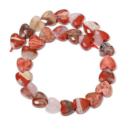 22pcs Faceted Heart Stone Beads Natural Carnelian Bead 8mm Crystals and Healing Stones for Jewelry Making Supplies,Friendship Bracelet Kit,Love Gifts - color: Carnelian