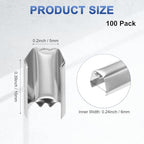 M METERXITY 100-Pack Fold Over Crimp End Caps, 0.4 x 0.2in/ 10 x 5mm Crimp Fasteners Ribbon Ends with Clamps for Jewelry Making/Leather Decor/DIY/Bracelets, Belt Buckle End Tip [Silver] - size: 0.4 x 0.2in/10 x 5mm