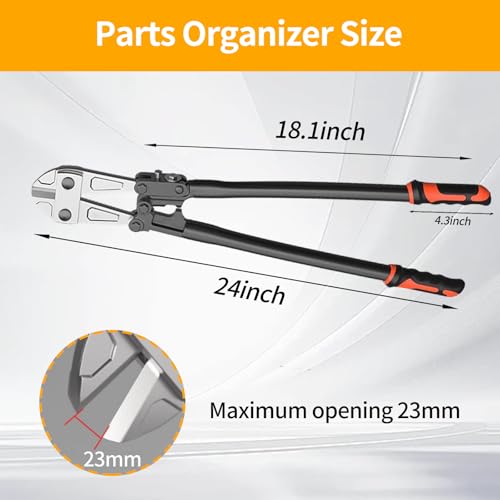 24 Inch Bolt Cutter, Heavy Duty Forged T8 Steel Blade Wire Cutters for Chains, Metal, Screws, Rivets & Fences, Ergonomic Rubber Grip Handle for Industrial Use & DIY Projects - size: 24 Inch