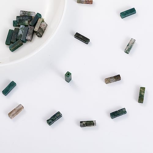 Natural Moss Agate Rectangle Tube Beads 4x13mm 38cm/str Loose Semi Gemstone Stone Beads for Making Bracelets Necklace Earrings - color: Moss Agate, size: 4x13mm Rectangle