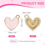 MECCANIXITY Enamel Alloy Heart Charm, Valentine Heart Pendants Love Jewelry Making Charm for DIY Necklace Bracelet Earrings Keychain - color: Pink