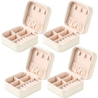 Neveika Portable Travel Mini Jewelry Box Leather Jewellery Ring Organizer Case Storage Gift Box Girls Women (4pcs White). - color: White