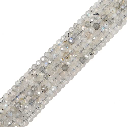 BEADIA Natural Spectrolite Beads 4x2mm 120pcs Faceted Rondelle Loose Semi Gemstone Beads for Jewelry Making Design - color: Spectrolite