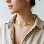 WomenGifts Cuban Link Chain Necklace for Women, Waterproof 14k Gold Silver Plated Chain Choker, Non Tarnish Stainless Steel Jewelry, 3.5/5/6/8/11mm,14/16/18 Inch Thin&Chunky&Thick - color: Gold, style: 6MM-14"