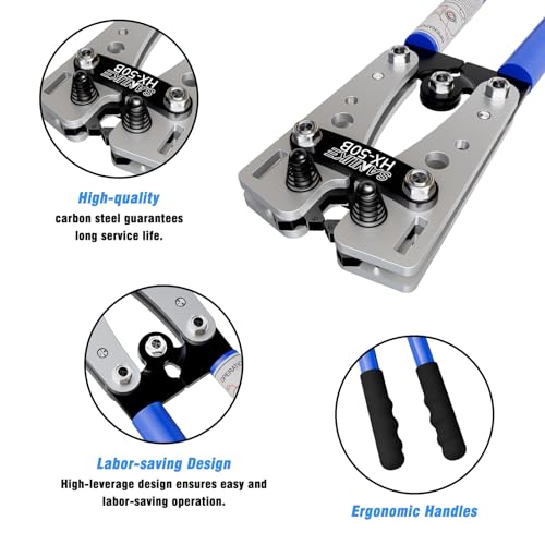 Sanuke Battery Cable Lug Crimping Tool, Cable Cutters High Leverage, Wire Crimper for AWG 8 6 4 2 1/0 Copper Wire Lugs, Aluminum Copper Communication Cables Cutting