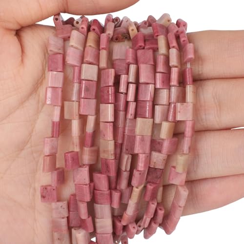 Xilitata Natural Mahogany Pattern Stone Beads, Each Approximately 5x5x2mm Square 2-Hole Spacer Bead, are Used to Make Bracelets, Earrings, Necklaces, with Each String Measuring 15-16 Inches - color: Mahogany Pattern