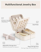 VLANDO Mothers Day Mom Gifts - Travel Jewelry Case, Small Travel Jewelry Organizer Box for Girls Women - White - color: White