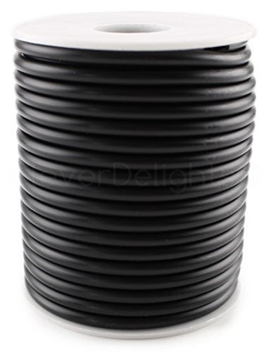 CleverDelights Black Hollow Rubber Tubing - 15 Feet - 4mm Diameter Tube Cord - 1/8" OD x 1/16" ID
