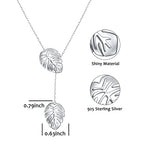Long Necklace Sterling Silver Larait Bar Y Lariat Long Chain Drop Adjustable Necklace Gift for Her, 30" - style: Long Palm Leaf Necklace