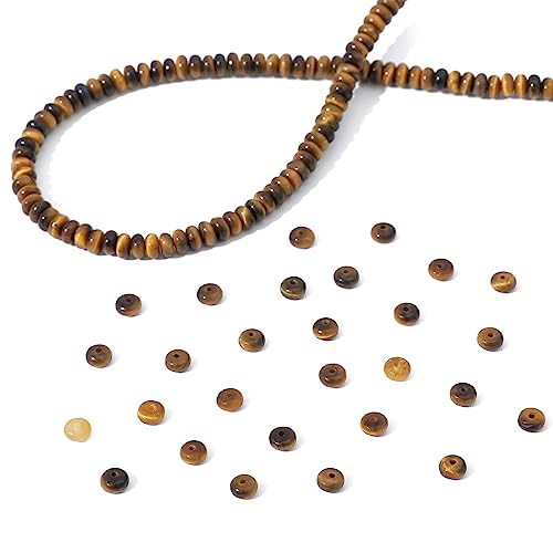 BEADIA Natural Yellow Tiger Eye Disk Stone Beads 4x2mm 160pcs Rondelle Loose Semi Gemstone Beads for Jewelry Making Design - color: Yellow Tiger Eye