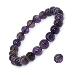 8mm Natural Gemstone Stretch Bracelet, Handmade Unisex Crystal Bracelets for Meditation, Yoga, Spiritual Healing & Positive Energy - color: Dark Amethyst
