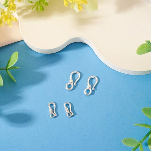 925 Sterling Silver Toggle S Hook Clasp 4 Pcs Metal Raindrop S Link Connector Jewelry End Clasp Connectors Clip 14mm for Bracelet Purse Making DIY Crafts - color: Sterling Silver/Double-Hook Clasp