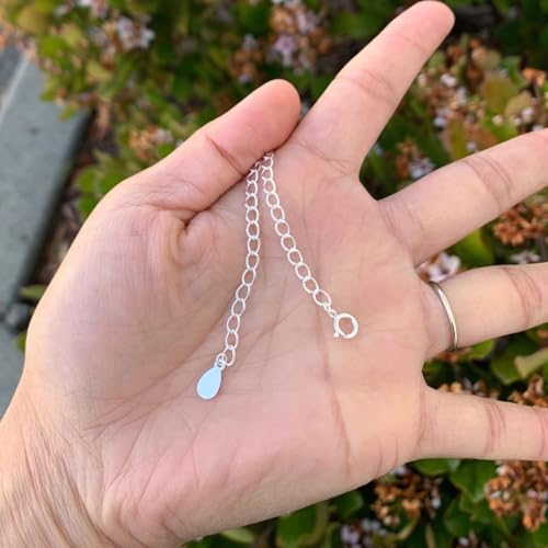 2pcs Adabele Authentic 925 Sterling Silver Cable Chain Extender Clasp Strong Removable Adjustable 5 inch Raindrop Chain Extension for Necklace Bracelet Anklet Jewelry Making SS308-5 - color: Silver, size: 5 inch - 2pcs