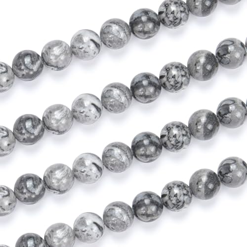 90pcs Adabele Natural Landscape Jasper Healing Gemstone 4mm (0.16 inch) Small Round Beads Gem Stone Spacer for Craft Jewelry Making GF19-4 - color: Landscape Jasper, size: 4mm (90pcs/1 Strand)