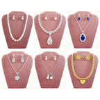 6Pcs/Set Necklace&Earring Display stand Velvet Jewelry Set Easel Display Rack Jewelry Display Stand for Vendors Jewelry Bust (Pink, M) - size: M