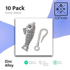 JGFinds Fish & Hook Bracelet Toggle Clasps - 10 Complete Sets of Silver DIY Jewelry Making Supplies, Bracelet Clasp, Sweater Barrel Toggle Closure or Connector