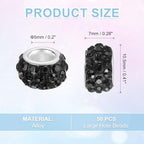 uxcell 50Pcs European Large Hole Beads, Rhinestone Craft Bead Crystal Charm Spacer Beads for Pens Bracelet Making Necklace DIY Craft, Black - color: Black
