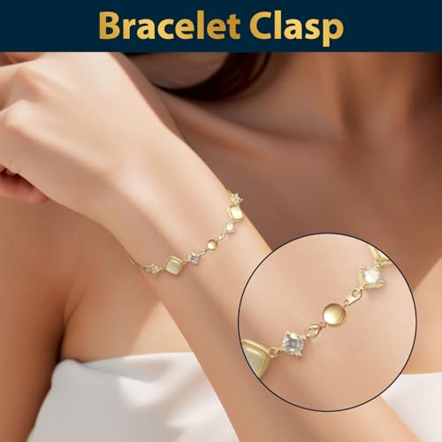 Roctee 15 Pcs Locking Magnetic Jewelry Clasp for Women, Round Alloy Necklace Clasp Closures Bracelet Extender Ornaments Clip Converter for Jewelry DIY Making Trinkets Crafts(Gold, Silver, Rose Gold)