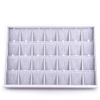 Oirlv 28 Region Ring Display Tray Stackable Jewelry Organizer Trays Leather Rings Storage Case - size: 28 Grid Ring Insert Cards Tray