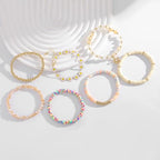 RISHEGAE Heishi Beaded Stretch Bracelets for Women Stackable Polymer Clay Beads Bracelets Friendship Boho Summer Beach Bracelet Jewelry Set - color: C-Daisy 8pcs
