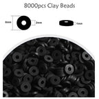 Clay Beads, 8000Pcs Black Clay Heishi Beads for Bracelets Making, Flat Round Polymer Heishi Beads for DIY Jewelry Making - color: 8000pcs Black