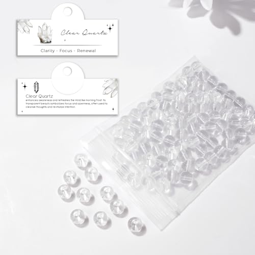 Raicegs 100pcs 8mm Clear Quartz Beads Natural Gemstone Beads Round Loose Beads for Jewelry Making DIY Bracelets Necklace - color: Clear Quartz, size: 8mm Round