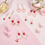 SUNNYCLUE 1 Box DIY 9 Pairs Valentine's Earring Making Kits Heart Enamel Charms Wood Pendants & Glass Beads & Earring Hooks for Women Beginners DIY Earring Jewelry Making