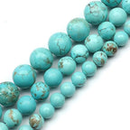 HAAMIIQII 8mm Natural Blue Turquoise Beads Round Gemstone Loose Beads for Jewelry Making 2 Strands (92-96pcs) - color: Blue Turquoise, size: 8mm (92-96pcs)