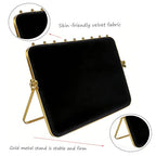 TANG SONG 10.24” Dual-Tone Metal Necklace Display Stand with Velvet Base – Jewelry Holder for Retail & Home (Black/Black) - color: Black