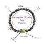 Black Obisidian Bracelets for Men 8" Inch Full Stretch Healing Crystal Bracelet, Beaded Charm Bracelet for Men Gifts Fathers Day Anniversary Birthday Gifts for Him - color: Chrysoprase & Black Obsidian Charm Bracelets