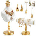 AceOrbit 6 Pcs Jewelry Display Set, Velvet Jewelry Mannequin Display, T-bar Bracelet Holder, Earring and Ring Finger Stand