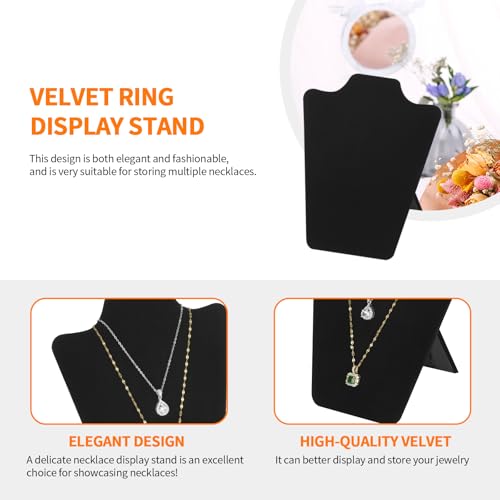 KUKUVR 2Pcs Black Velvet Necklace Bust Display Stand, Jewelry Pendants Chain Holder Stand, Necklace Display Board for Retail Vendor Booth & Selling (Small 8.8 * 6.7inch) - size: Small 8.8*6.7inch