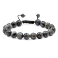 AD Beads Natural 10mm Gemstone Bracelets Healing Power Crystal Macrame Adjustable 7-9 Inch - color: Labradorite Larvakite