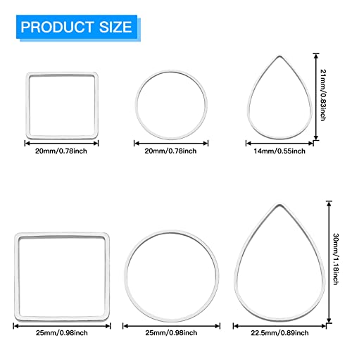 Ximalun 120Pcs Earring Hoops for Jewelry Making,Earring Finding Hypoallergenic Earrings Beading Hoop Bulk Open Bezel Pendant Frame Teardrop Square Round Circle Earrings Making Supplies for DIY Crafts - color: Silver