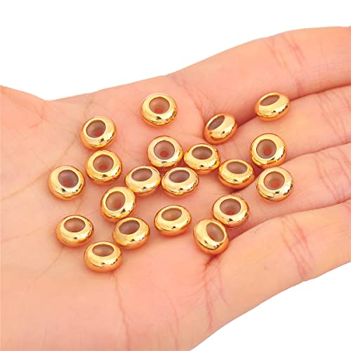 BEADIA 18K Gold Plated Stopper Beads 8x4mm 20pcs Rondelle Insert Silicon Length Adjust Spacer Beads for Jewelry Making Findings - color: Rondelle, size: 8x4mm
