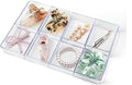 carrotez Small Stackable Jewelry Organizer Tray, 8 Grid, Clear Plastic Drawer Organizer for Makeup, Accessories, Desk, Vanity