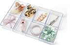 carrotez Small Stackable Jewelry Organizer Tray, 8 Grid, Clear Plastic Drawer Organizer for Makeup, Accessories, Desk, Vanity