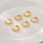 6Pcs Gold Zirconia Hoops for Earrings, Hypoallergenic 14K Goldplated Earring Hooks Round Huggie Zirconia Hoop with Loop Leverback Dangle Earring Making Gold Jewelry Findings Supplies Replacement Set - color: 6PCS_GoldB