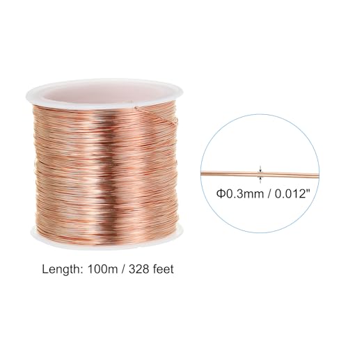 PATIKIL 28 Gauge Jewelry Wire, 328 Feet/100M Pure Copper Jewelry Beading Wire Soft Metal Plant Stem Ties for Jewelry Craft, Copper Tone (0.012") - color: Copper Tone, size: 28 Gauge
