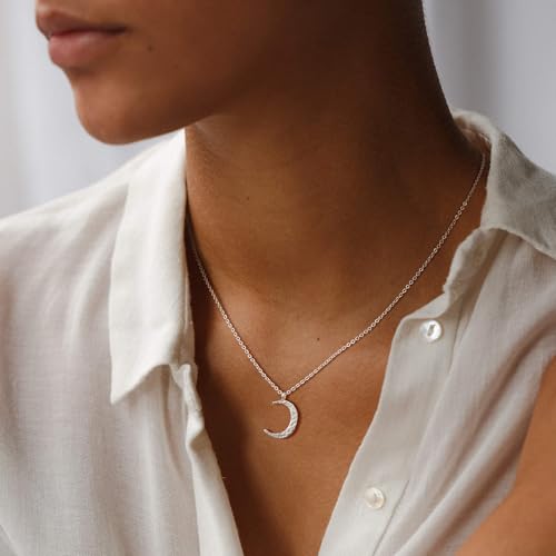 Valloey Rover Gold Necklace for Women 14K Gold Plated Circle Cubic Zirconia Pendant Necklace Dainty Twist Rope Chain Necklace Simple Jewelry Gift for Women - style: Sliver-CMoon