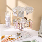 2 Pack Keychain Display Stand Rotating Jewelry 2 Tier Necklace Holder Plastic Spinning Bracelet Hanging Organizer Rotating Rack Earring Bracelet Stands for Vendors Malls Counter Dressing Table - color: Clear