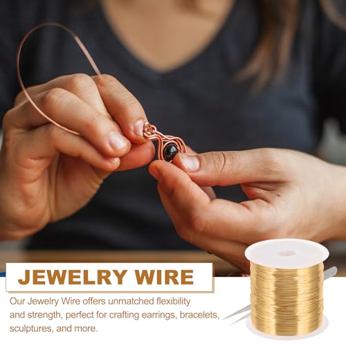 PATIKIL 28 Guage/ 0.3 mm 164 Feet Jewelry Craft Wire, Copper Beading Wire with Plier for Beading Jewelry Making Supplies Earrings Bracelets Accessories Sculpture Gardening, Rose Gold - size: 164 feet x 28 Guage