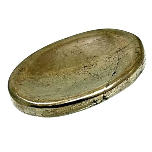 Pyrite Worry Stone – Natural Hand Carved Thumb Stone for Protection, Prosperity, and Manifestation | Pocket Healing Crystal for Focus, Confidence, Anxiety Relief & Energy Shielding - color: Pyrite