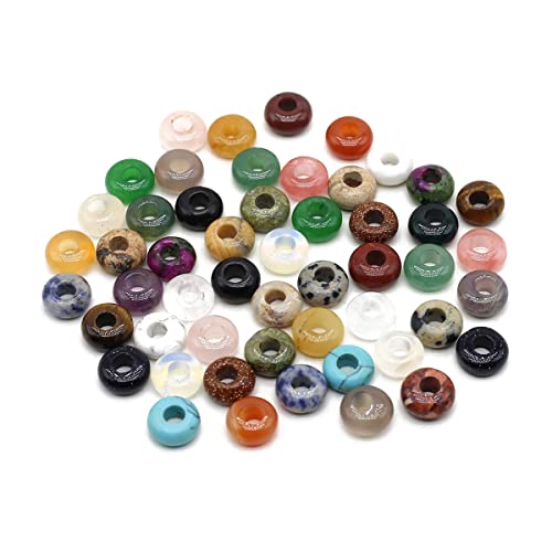 QSLLER Natural Semi-Precious Stone Large Hole Loose Beads Abacus Shape Fashionable Opal Amethyst Unakite Rose Quartz Charm Beads for Making Necklace Bracelet - color: 5x10mm